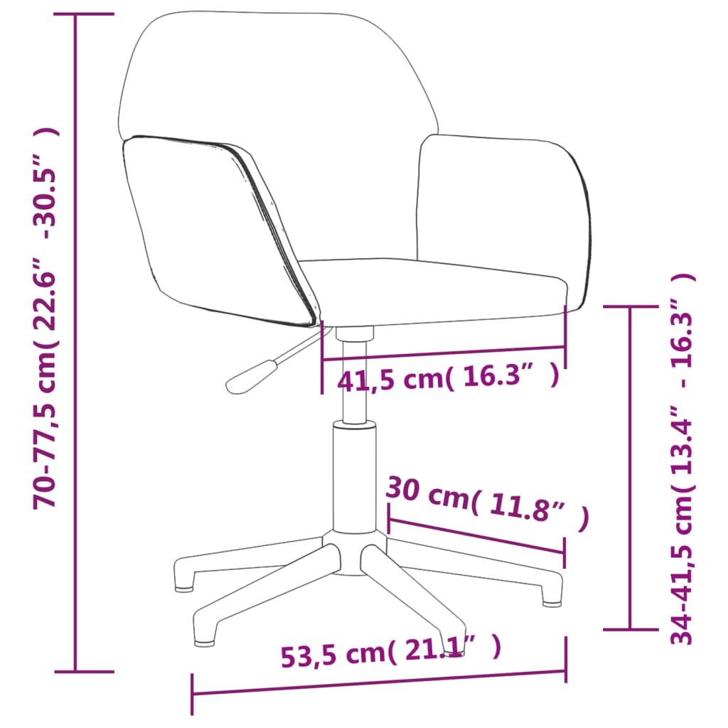 vidaXL Chaise pivotante de bureau Crème Tissu