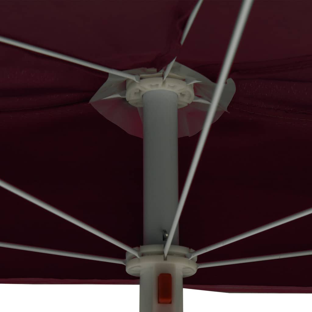vidaXL Demi-parasol de jardin avec mât 180x90 cm Rouge bordeaux