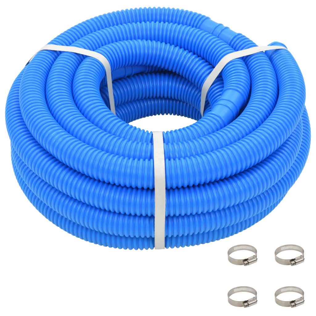 vidaXL Tuyau de piscine avec colliers de serrage Bleu 38 mm 12 m