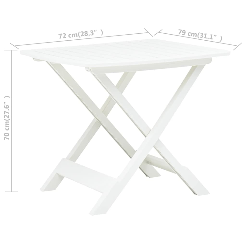 vidaXL Table pliable de jardin Blanc 79x72x70 cm Plastique