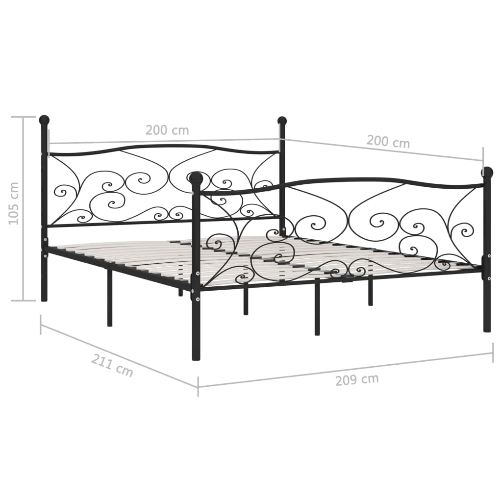 vidaXL Cadre de lit sans matelas avec sommier à lattes métal 200x200cm