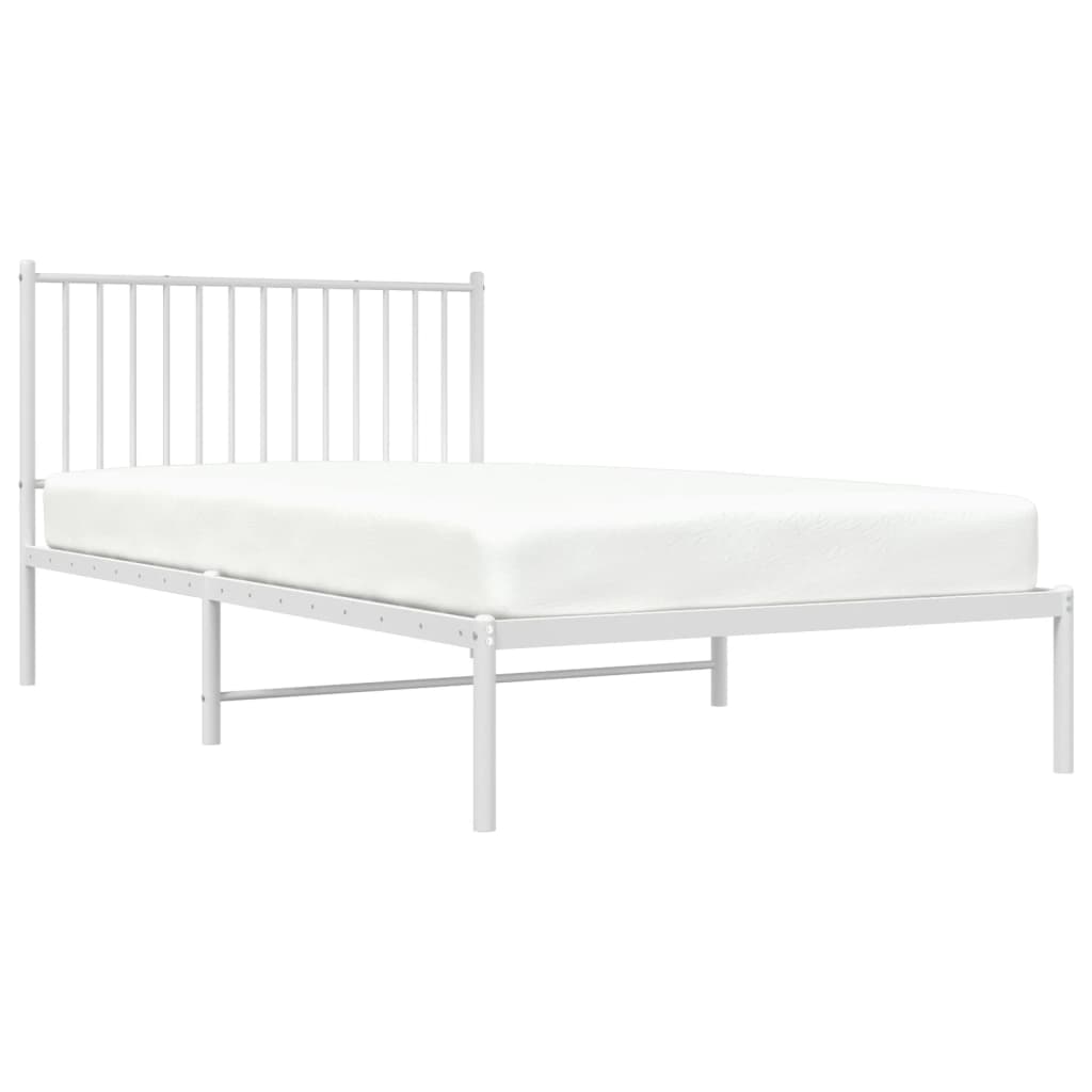 vidaXL Cadre de lit métal sans matelas et tête de lit blanc 107x203 cm