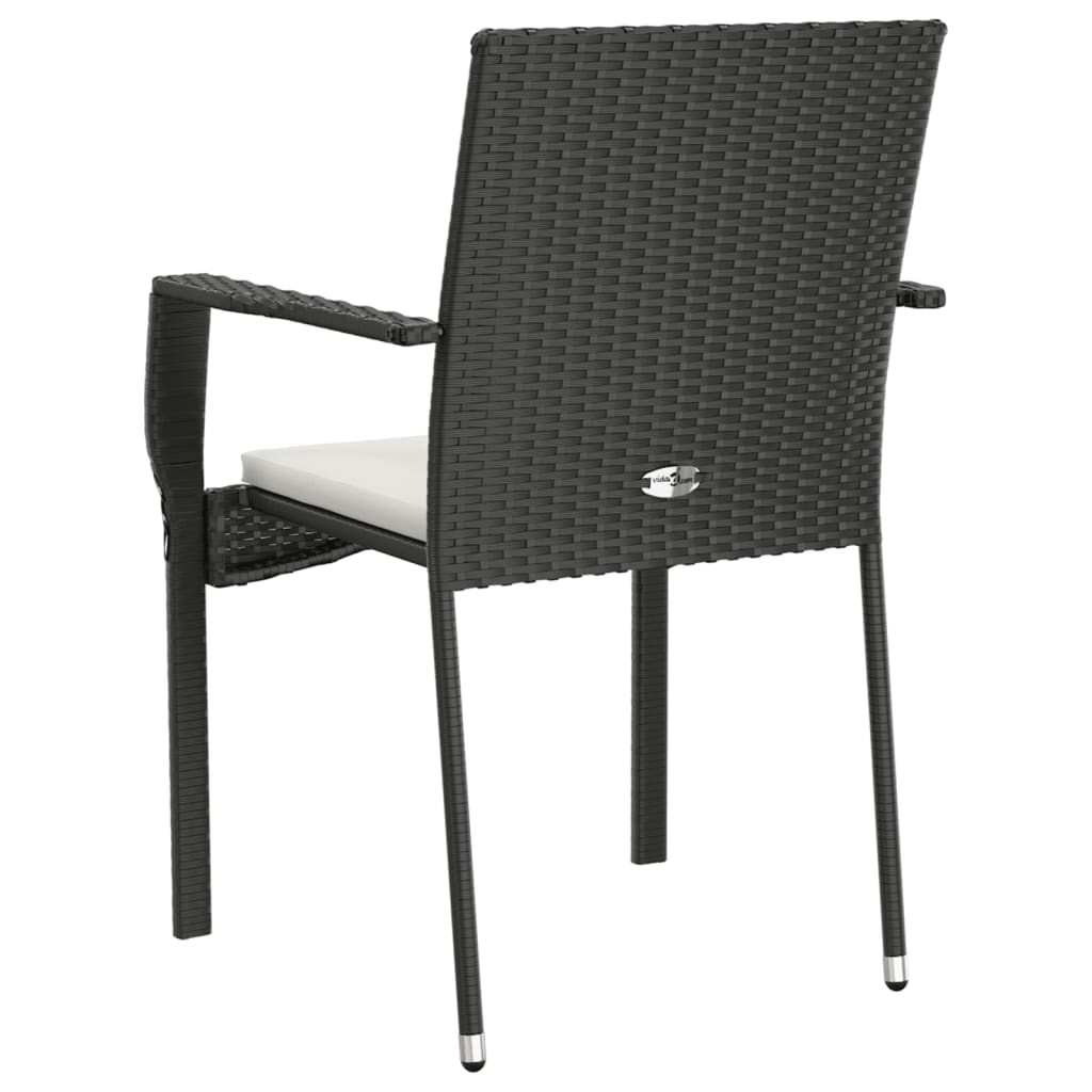 vidaXL Chaises de jardin lot de 2 avec coussins Résine tressée Noir