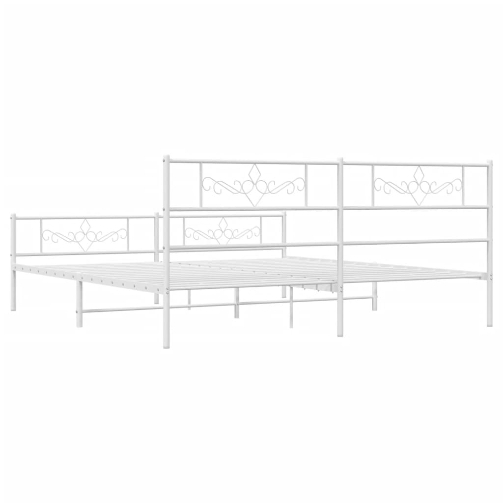 vidaXL Cadre de lit métal sans matelas et pied de lit blanc 200x200 cm