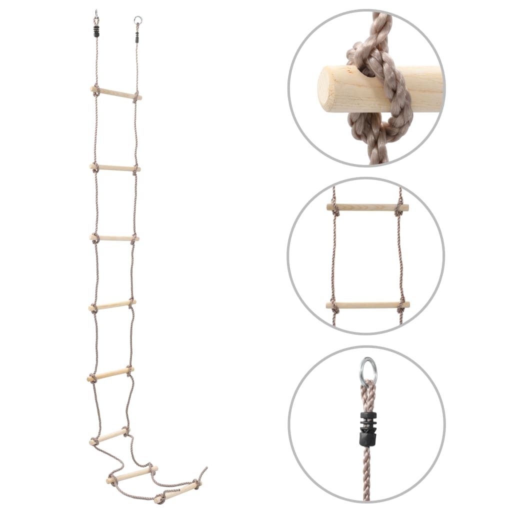 vidaXL Échelle de corde pour enfants 290 cm Bois