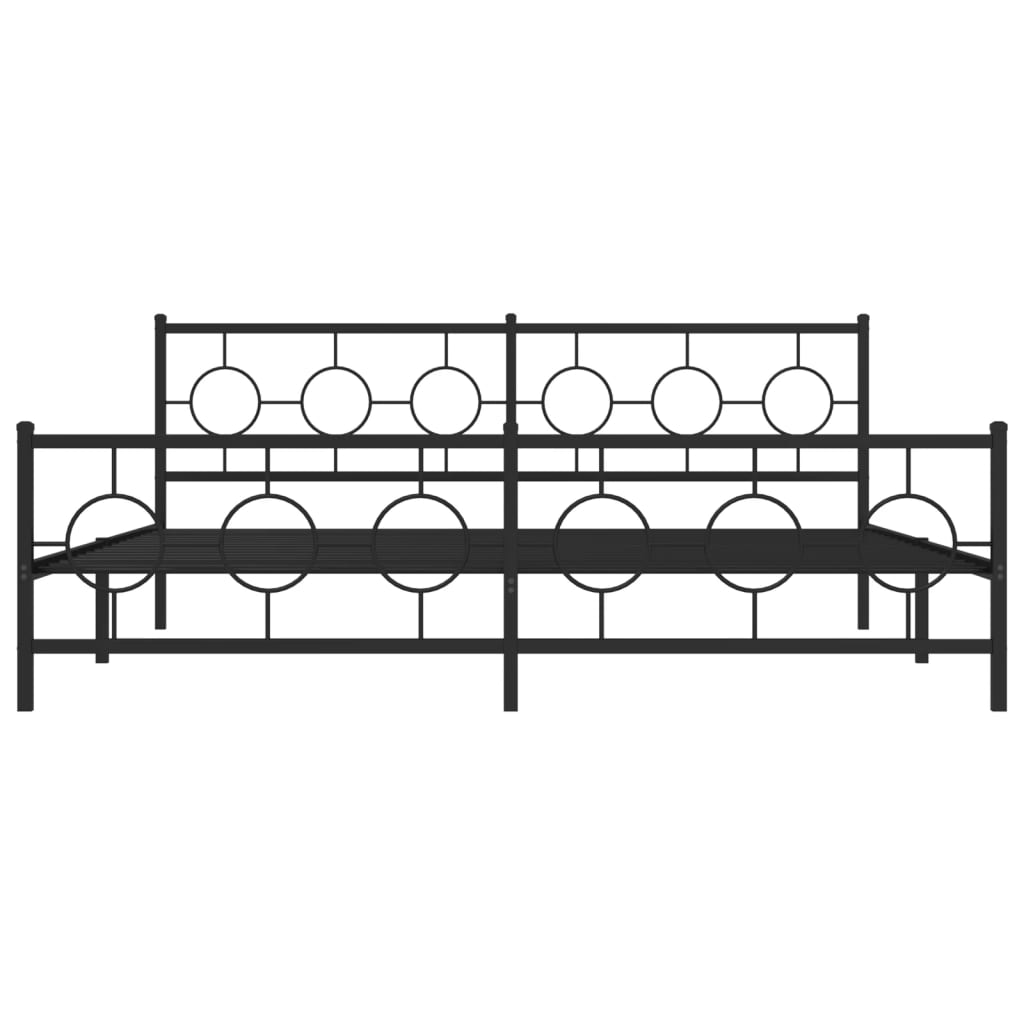 vidaXL Cadre de lit métal sans matelas avec pied de lit noir 200x200cm