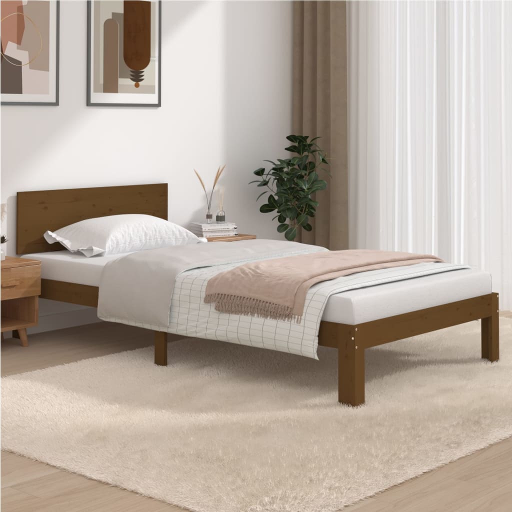 vidaXL Cadre de lit Marron miel Bois de pin massif 100x200 cm