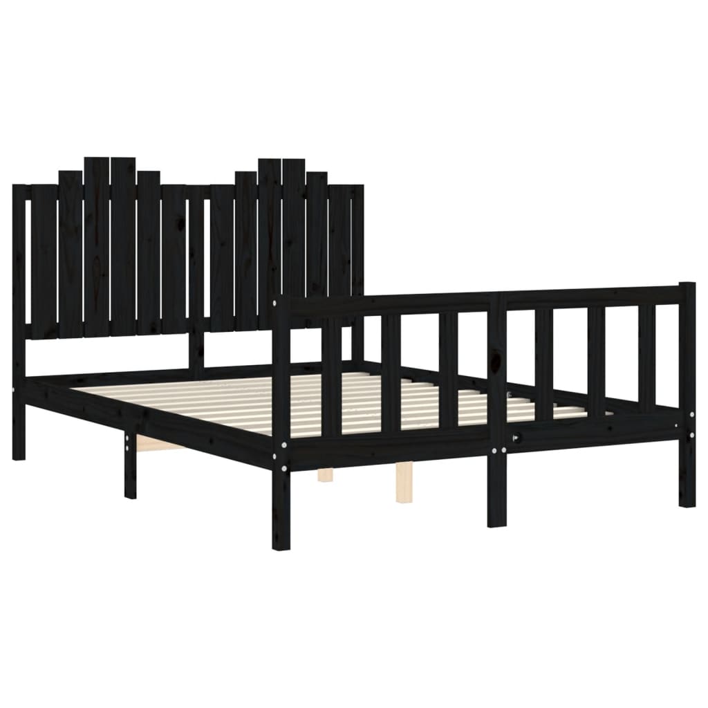 vidaXL Cadre de lit sans matelas noir 140x200 cm bois massif de pin