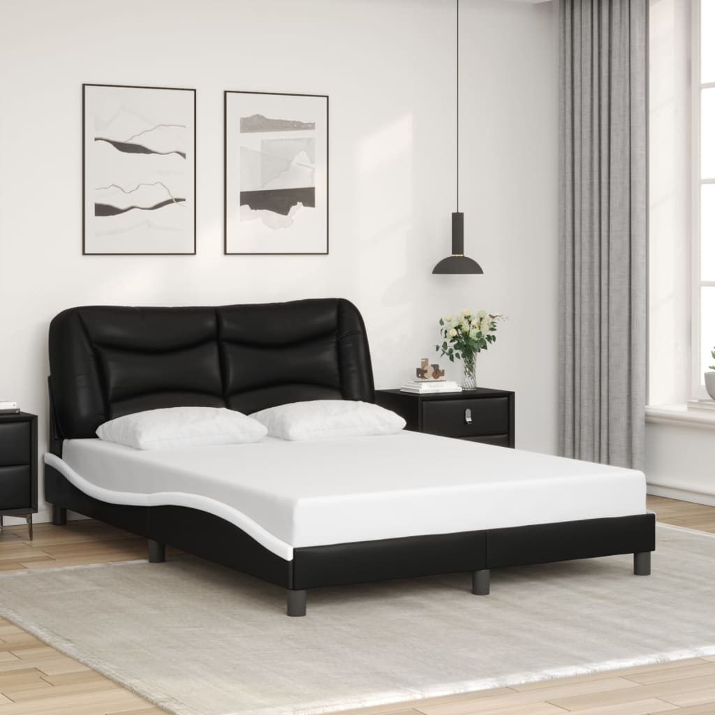 vidaXL Cadre de lit sans matelas noir et blanc 140x200 cm similicuir