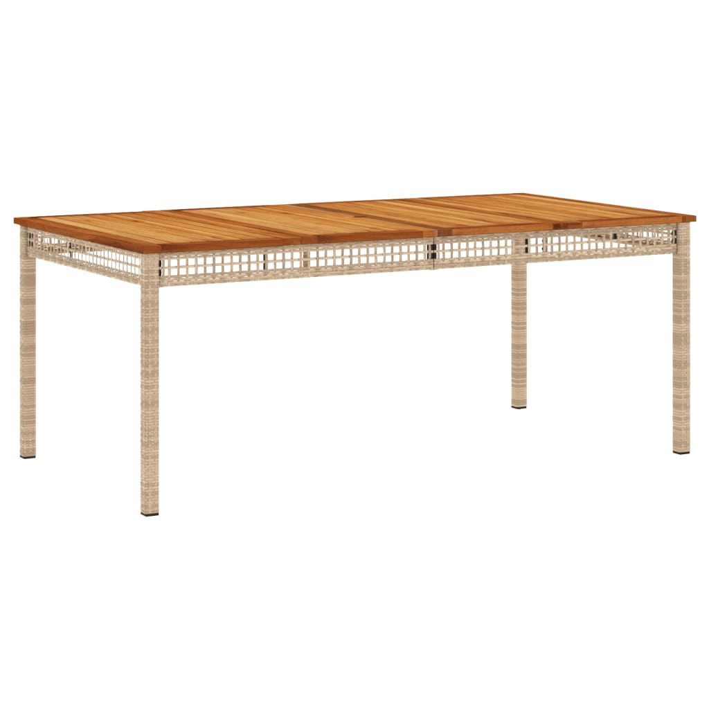 vidaXL Table de jardin beige 180x90x75 cm résine tressée et acacia