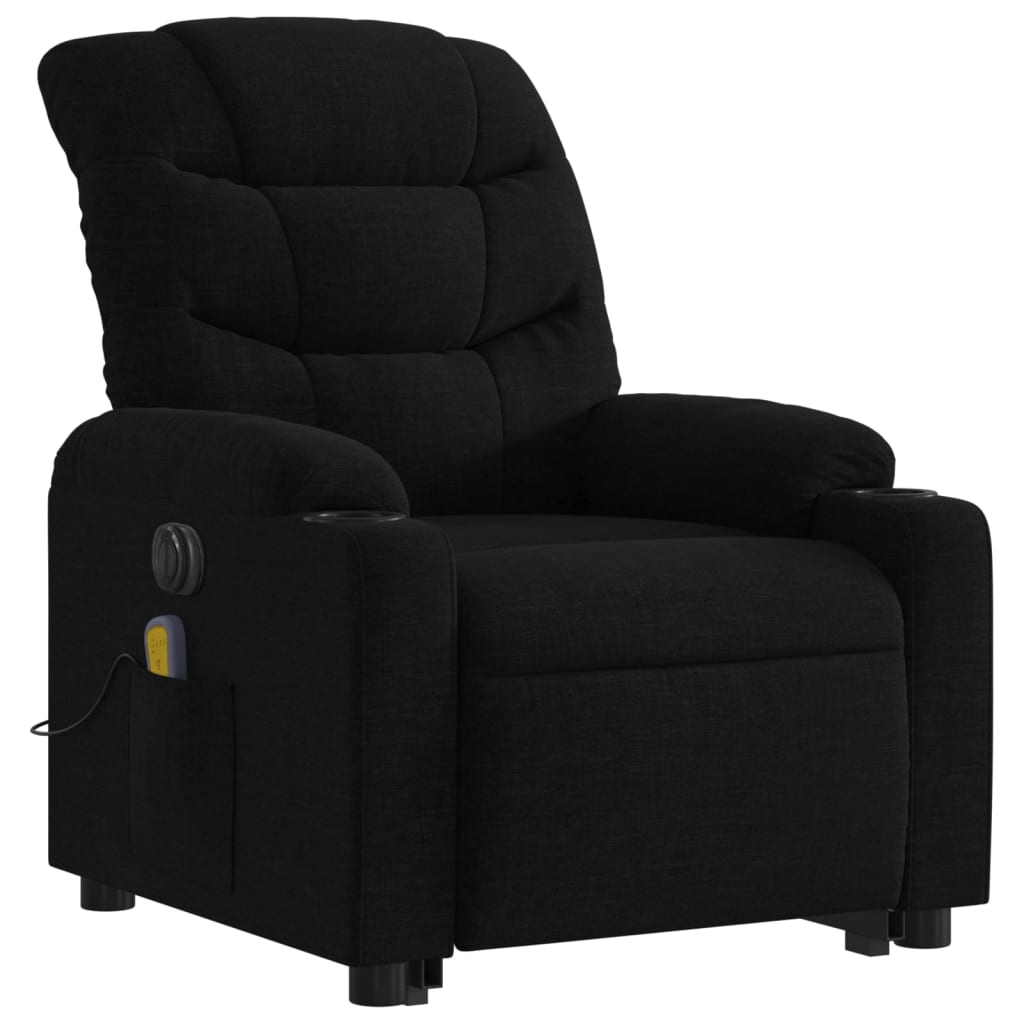 vidaXL Fauteuil inclinable de massage électrique Noir Tissu