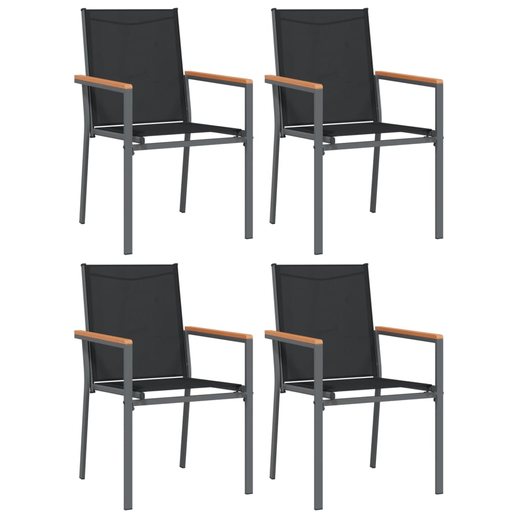 vidaXL Chaises de jardin lot de 4 noir 55x61,5x90cm textilène et acier