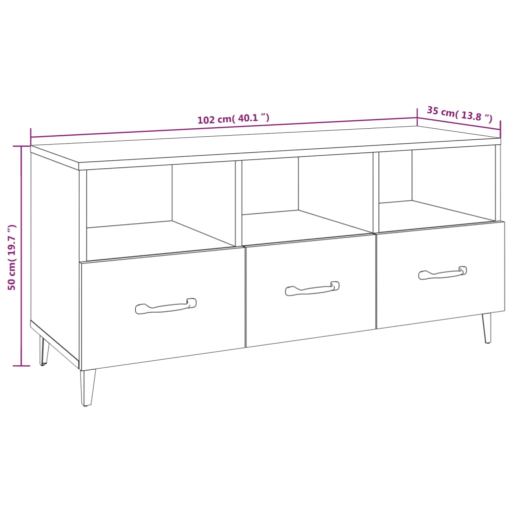 vidaXL Meuble TV Noir 102x35x50 cm Bois d'ingénierie