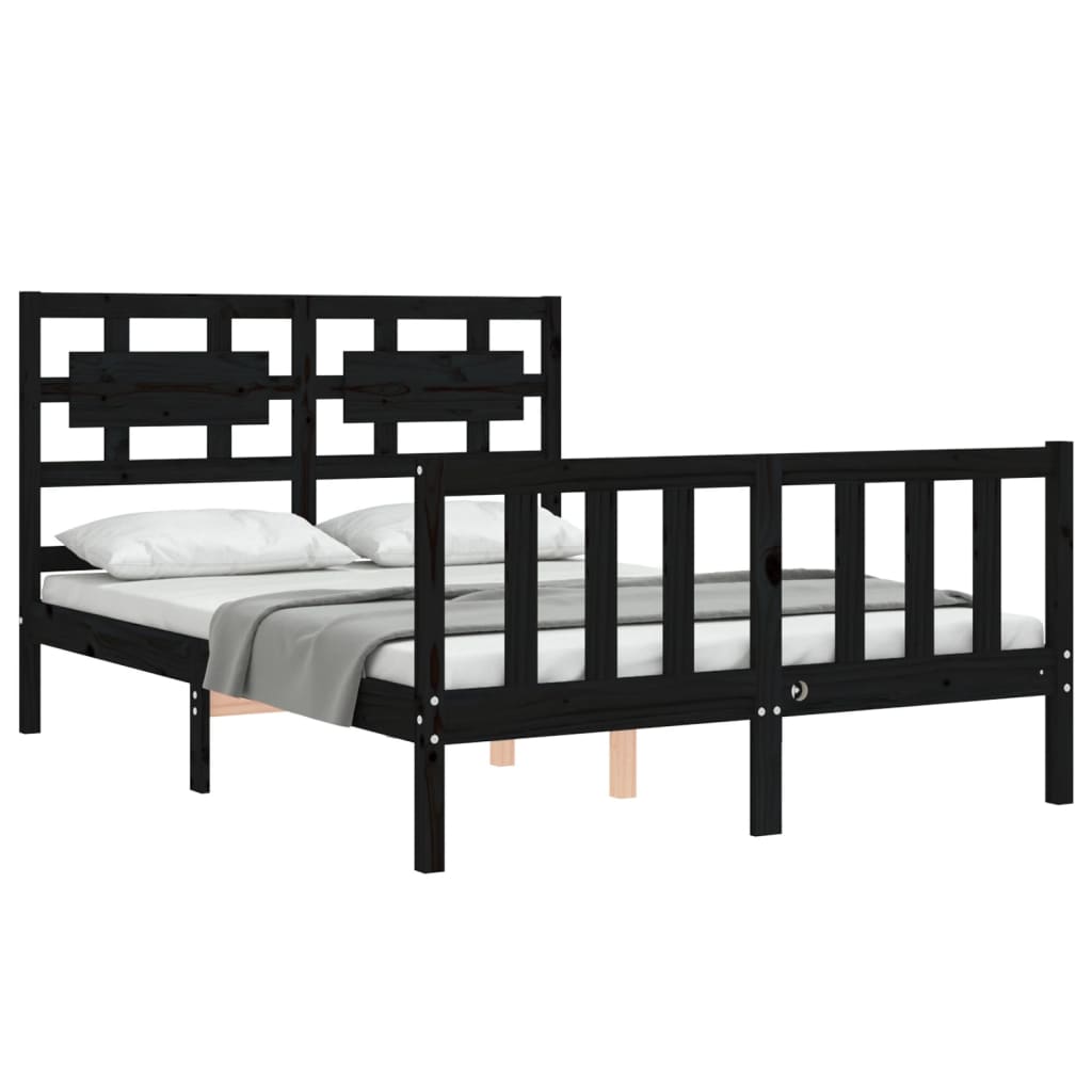 vidaXL Cadre de lit sans matelas noir 140x190 cm bois de pin massif