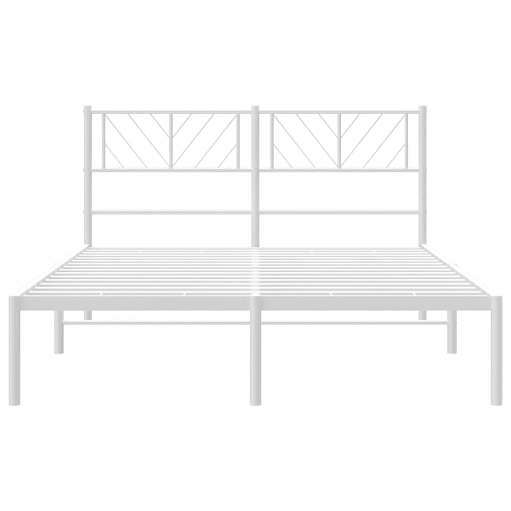 vidaXL Cadre de lit métal sans matelas et tête de lit blanc 135x190 cm