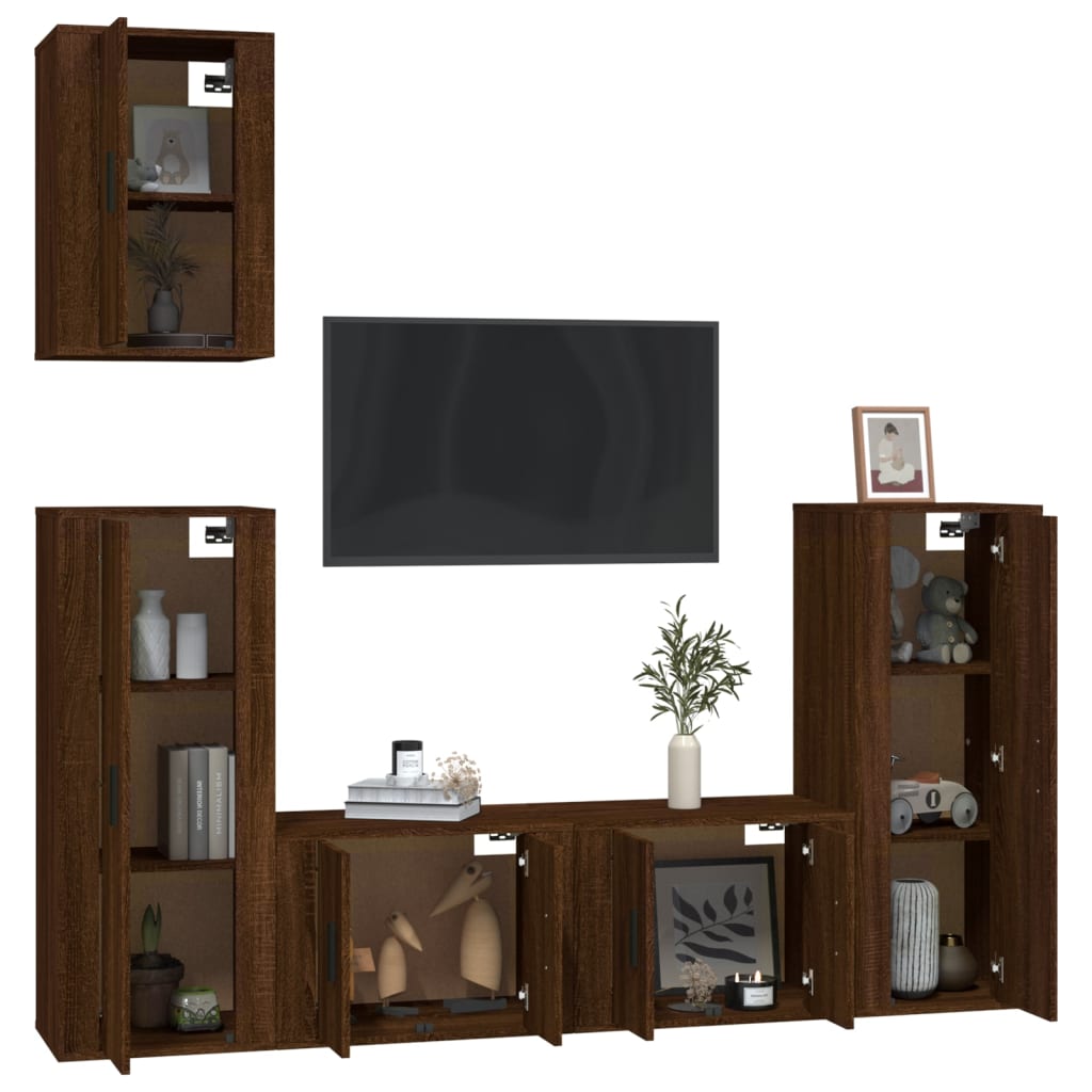 vidaXL Ensemble de meubles TV 5 pcs Chêne marron Bois d'ingénierie