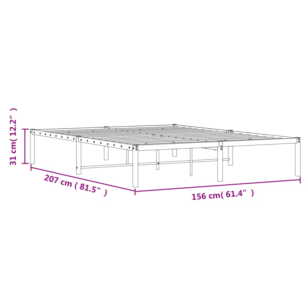 vidaXL Cadre de lit métal sans matelas blanc 150x200 cm