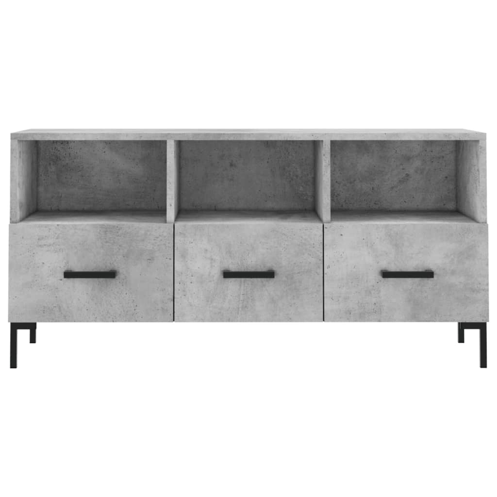 vidaXL Meuble TV gris béton 102x36x50 cm bois d'ingénierie