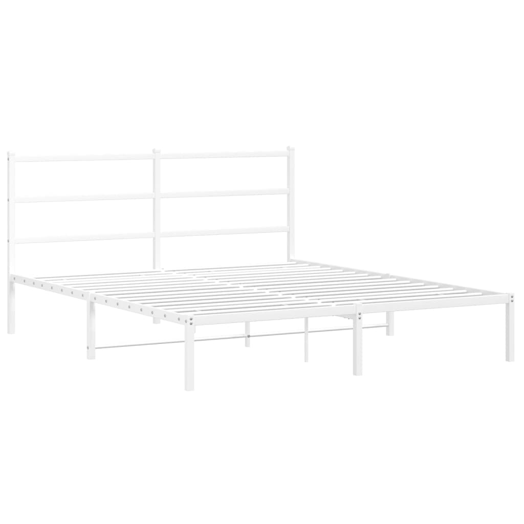 vidaXL Cadre de lit métal sans matelas et tête de lit blanc 150x200 cm