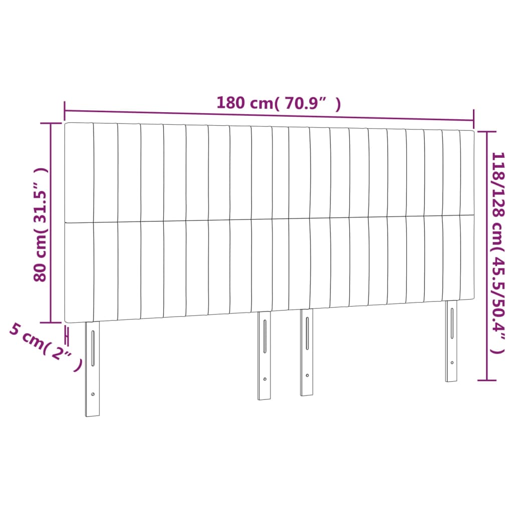 vidaXL Tête de lit à LED Bleu 180x5x118/128 cm Tissu