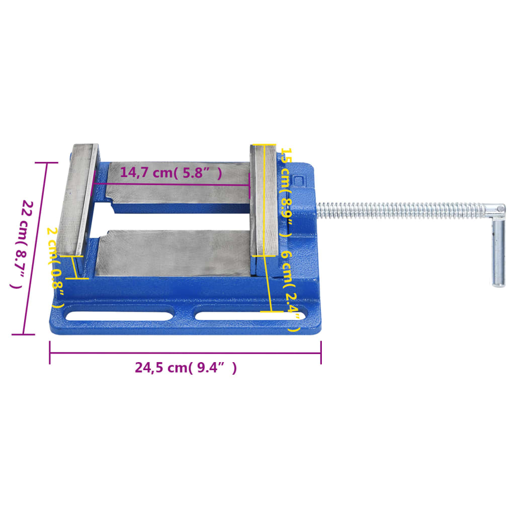 vidaXL Étau pour perceuse à colonne bleu 150 mm fonte