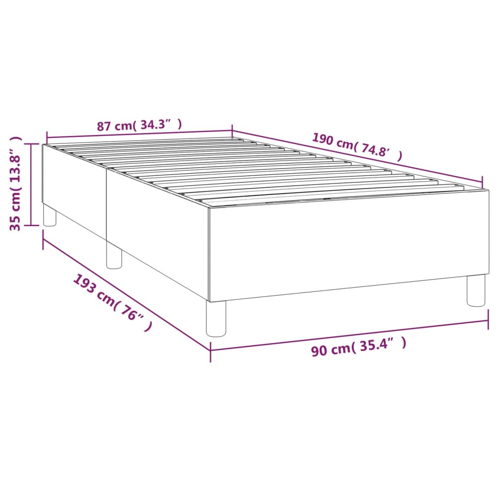 vidaXL Cadre de lit Gris 90x190 cm Similicuir