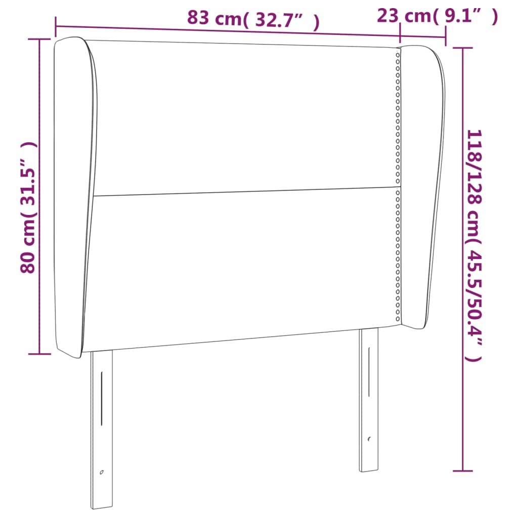 vidaXL Tête de lit avec oreilles Rose 83x23x118/128 cm Velours