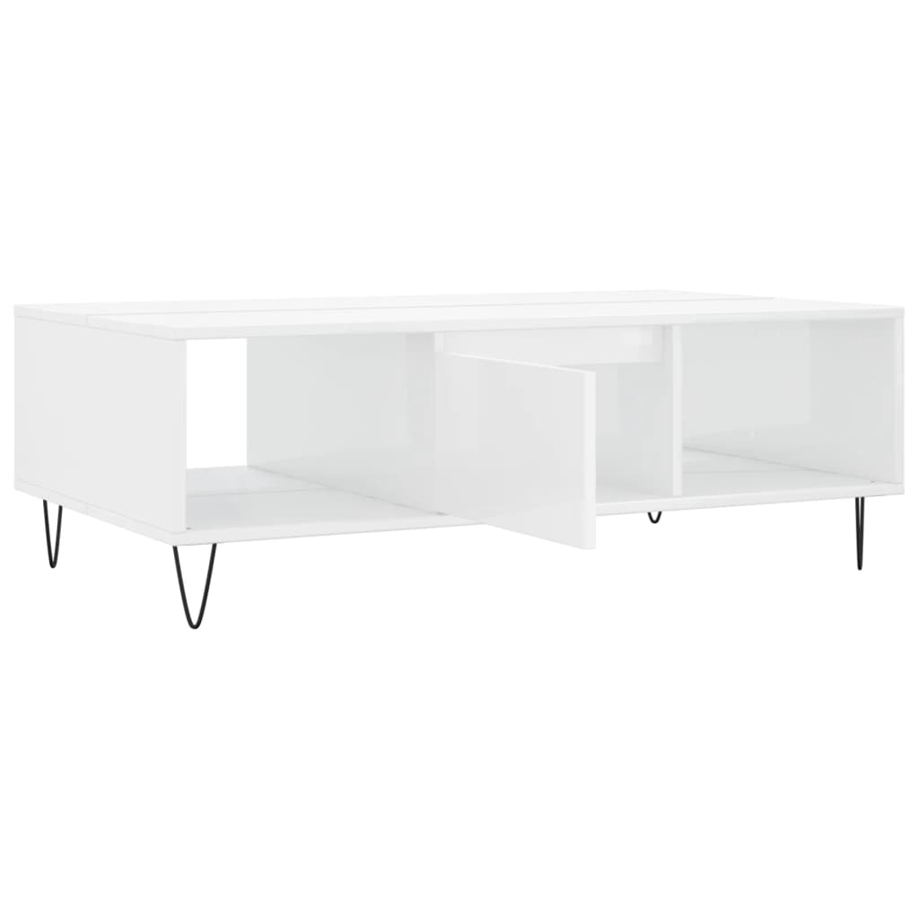 vidaXL Table basse blanc brillant 104x60x35 cm bois d'ingénierie