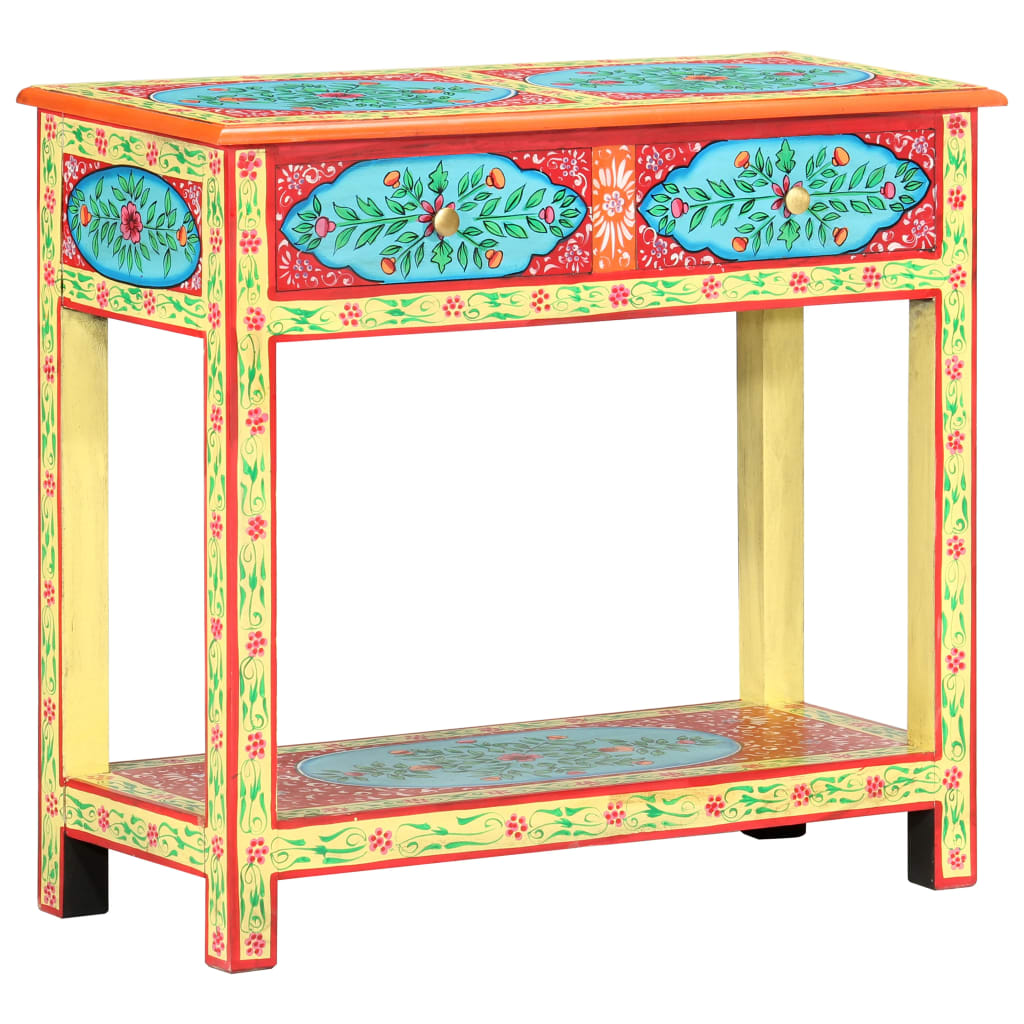 vidaXL Table console peinte à la main 80x35x75 cm Bois de manguier