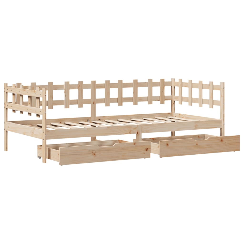 vidaXL Lit de jour avec tiroirs sans matelas 90x200 cm bois massif