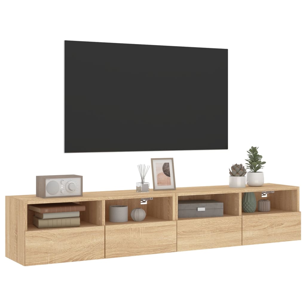 vidaXL Meubles TV muraux 2 pcs chêne sonoma 80x30x30cm bois ingénierie