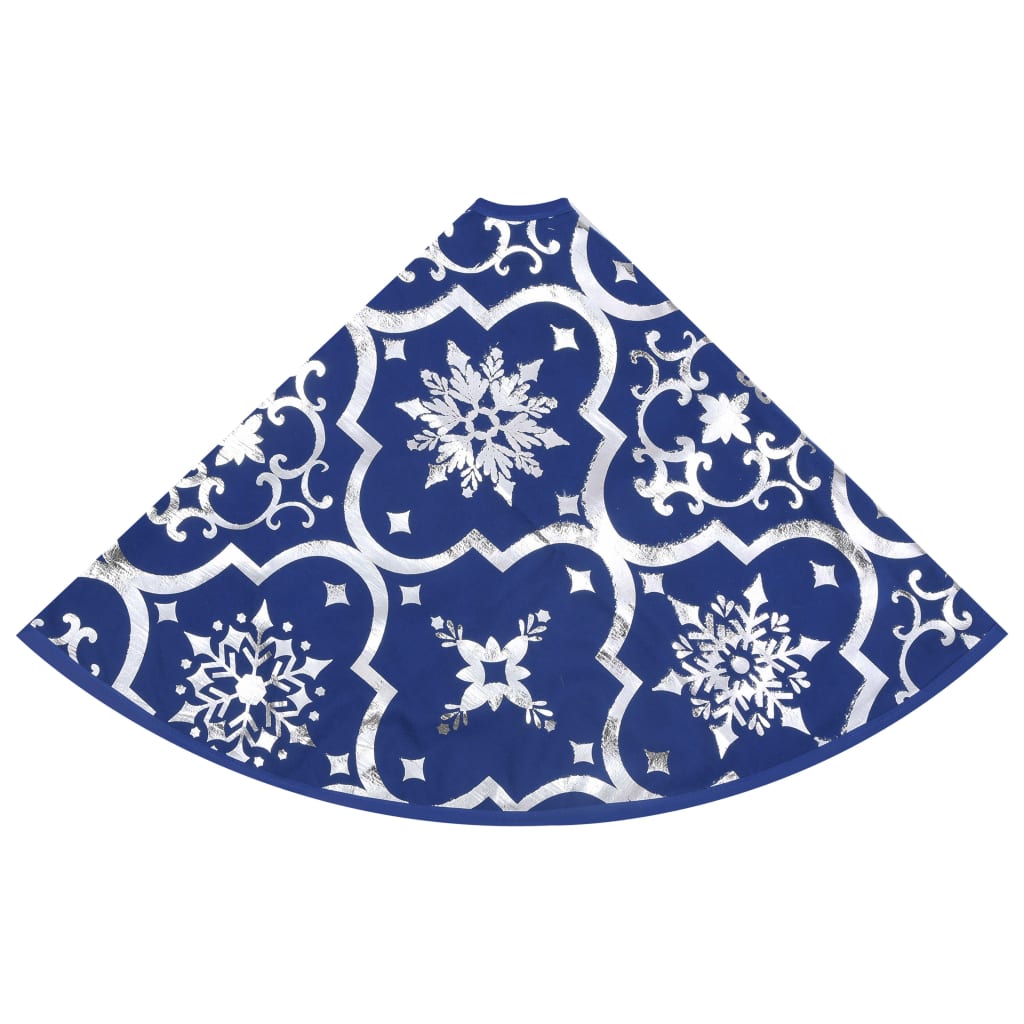 vidaXL Jupe de sapin de Noël de luxe avec chaussette Bleu 90 cm Tissu
