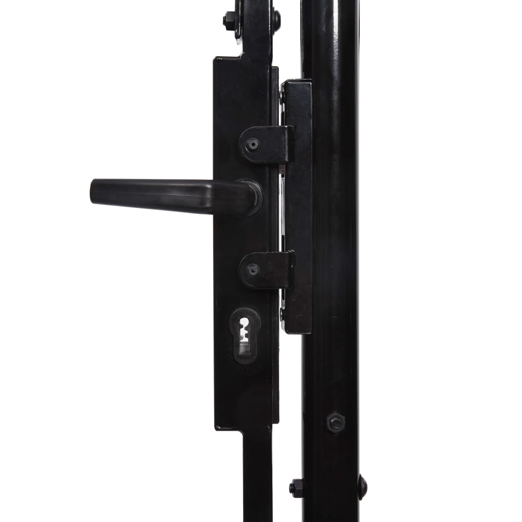 vidaXL Portillon simple porte avec dessus arqué Acier 1x1,75 m Noir