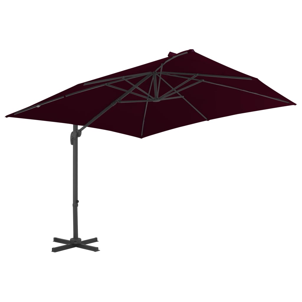 vidaXL Parasol déporté avec mât en aluminium bordeaux 300x300 cm