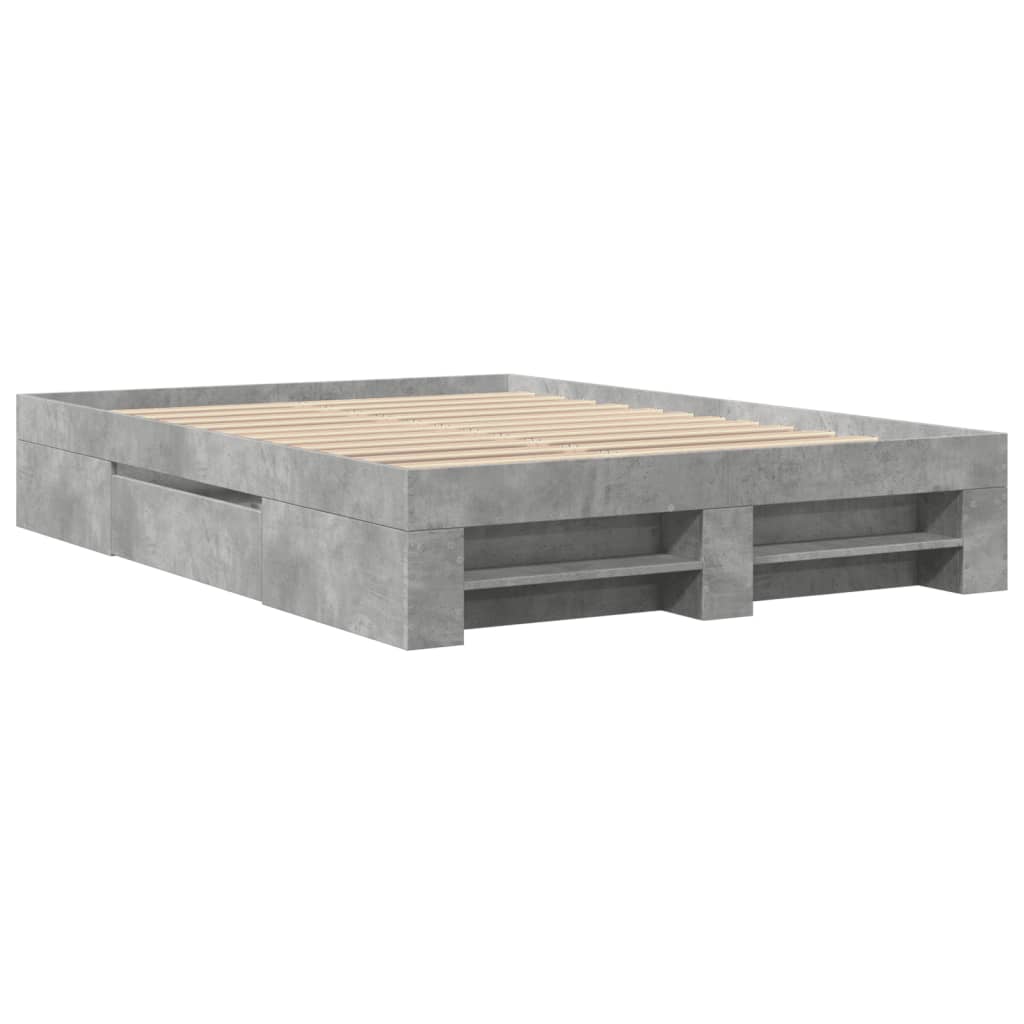 vidaXL Cadre de lit sans matelas gris béton 140x190 cm bois ingénierie