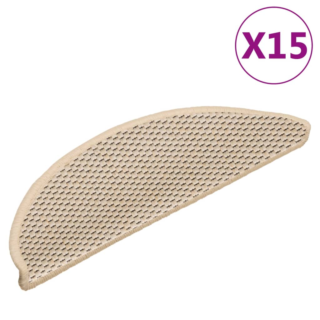 vidaXL Tapis d'escalier autocollants aspect sisal 15 pcs 56x17x3 cm