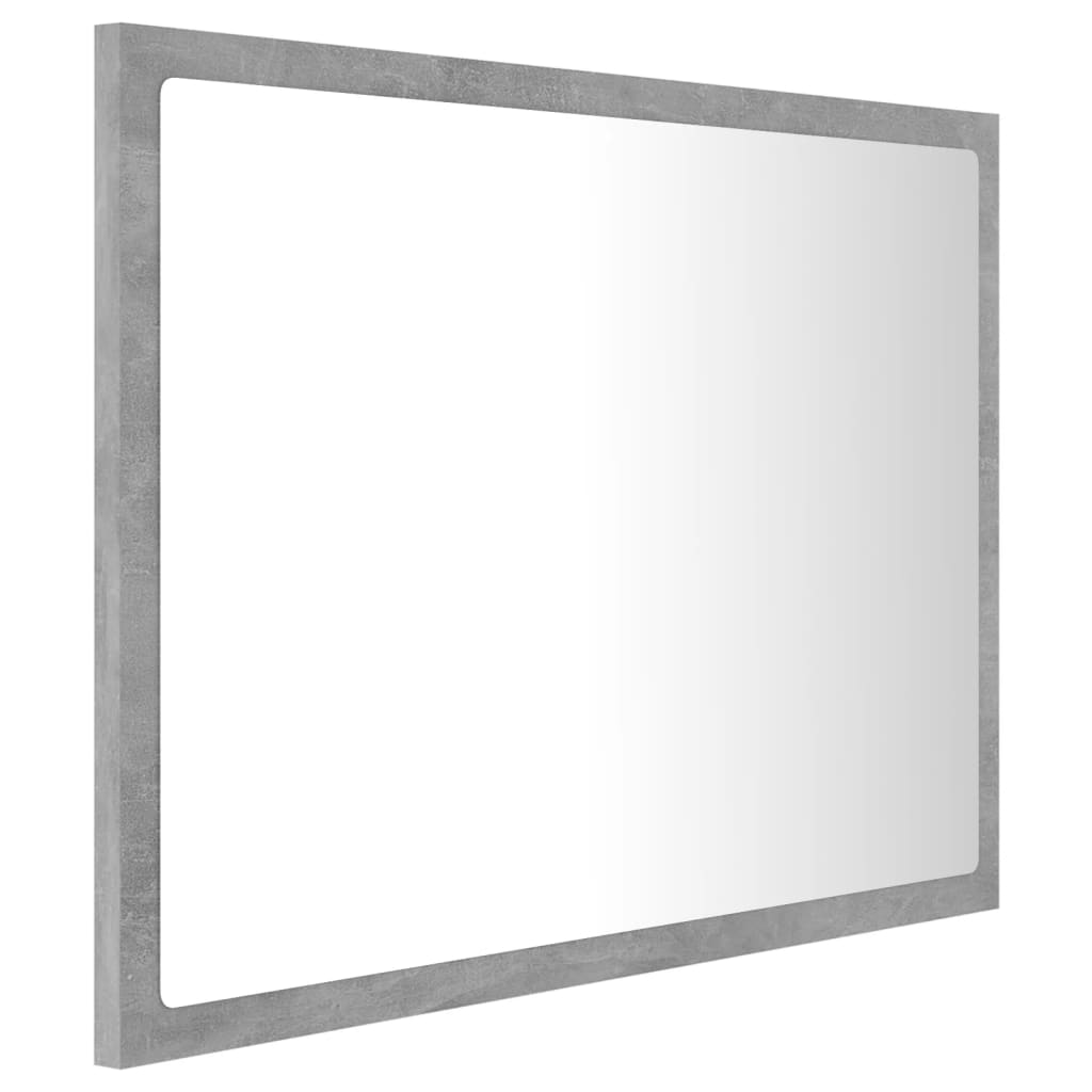 vidaXL Miroir à LED de salle de bain Gris béton 60x8,5x37 cm Acrylique