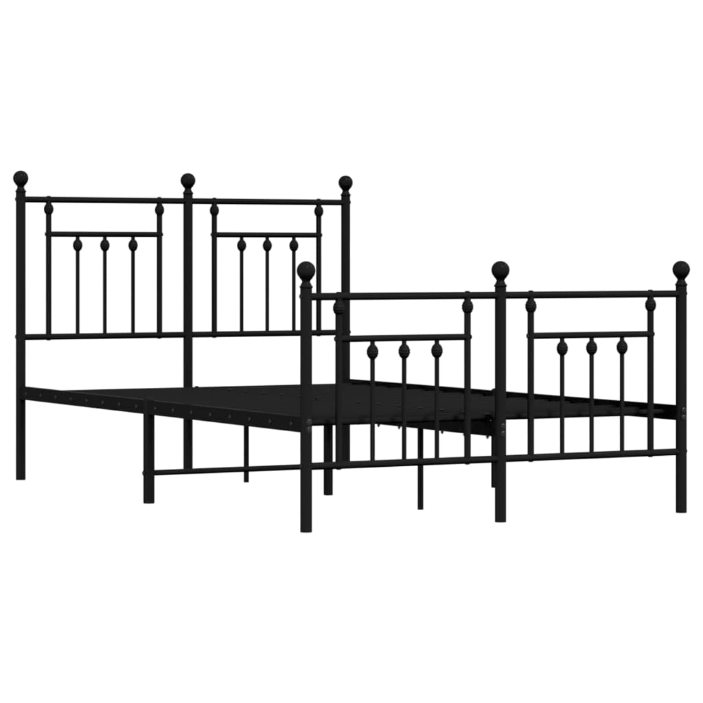 vidaXL Cadre de lit métal sans matelas avec pied de lit noir 135x190cm