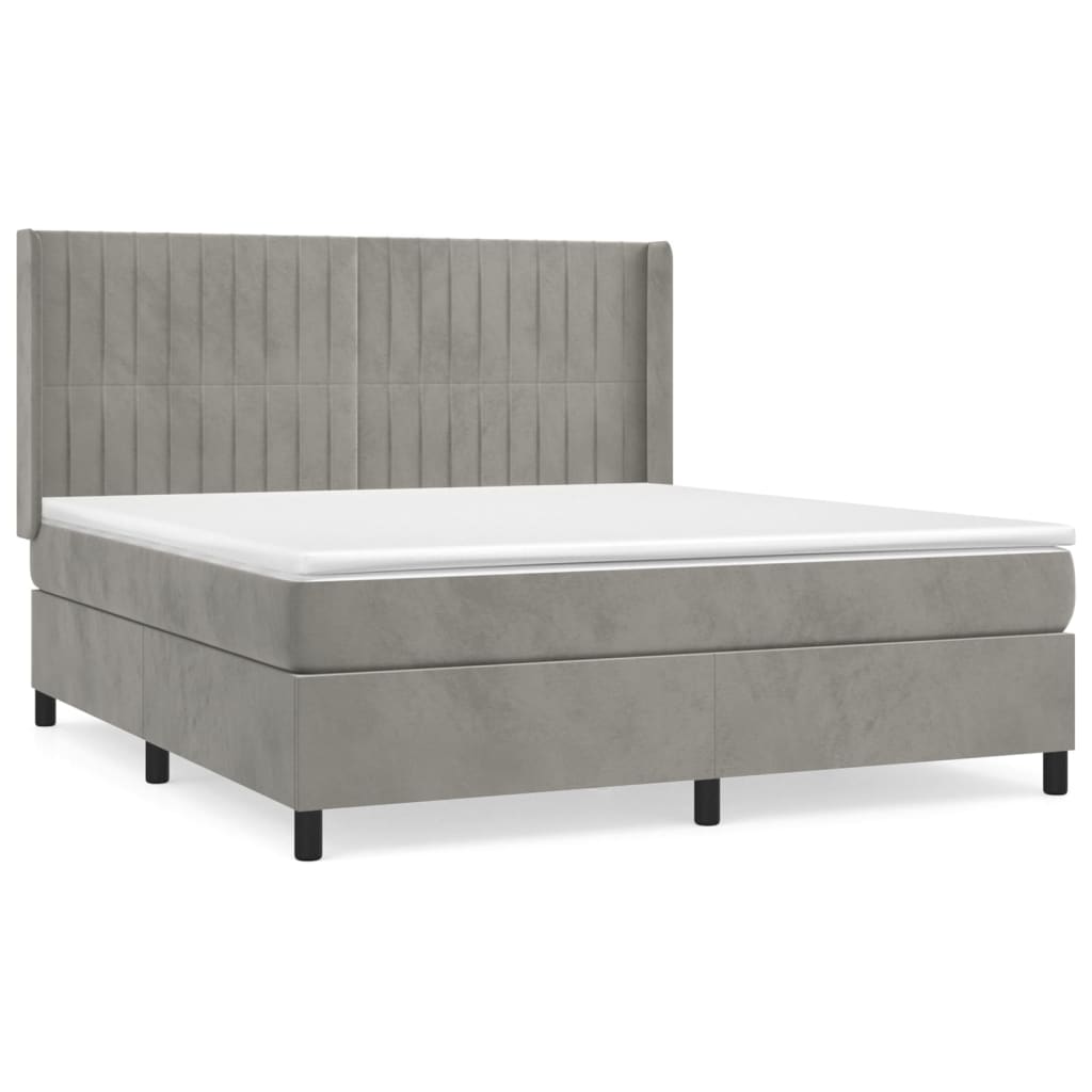 vidaXL Sommier à lattes de lit et matelas Gris clair 180x200cm Velours