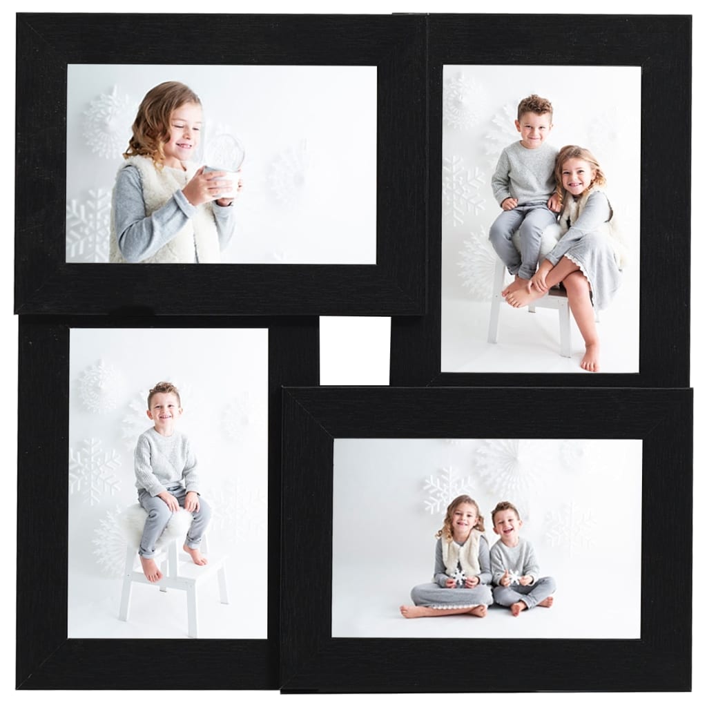 vidaXL Collage de cadres photo pour photo de 4x (13x18 cm) Noir MDF