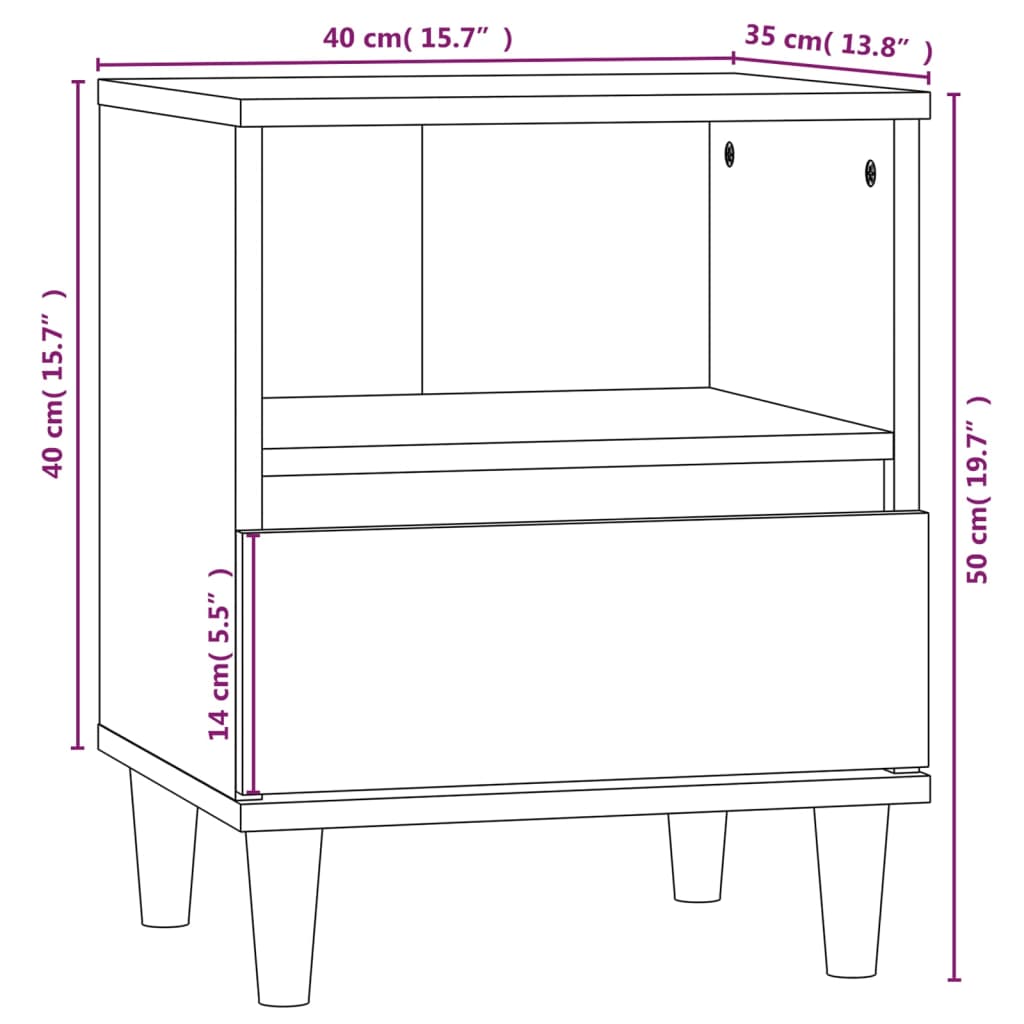 vidaXL Table de chevet Sonoma gris 40x35x50 cm