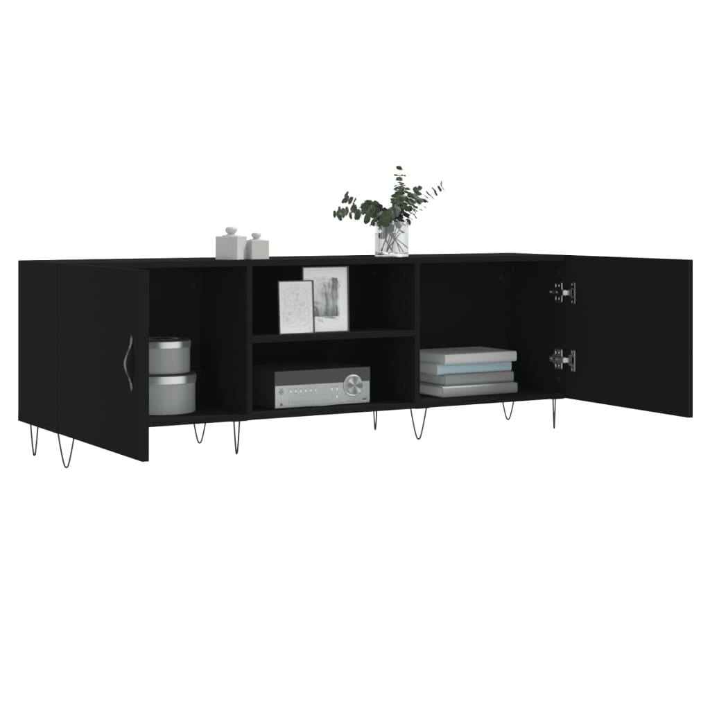 vidaXL Meuble TV noir 150x30x50 cm bois d'ingénierie