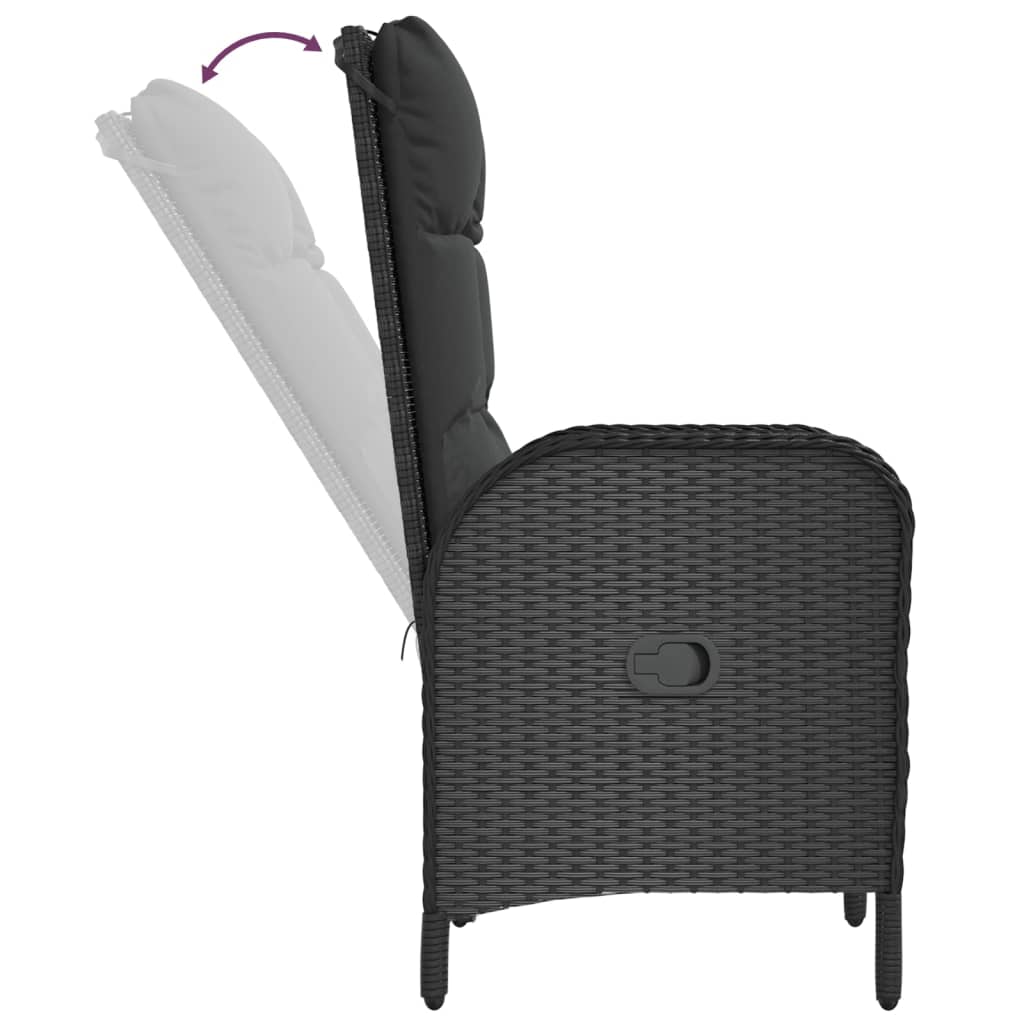 vidaXL Ensemble à manger de jardin coussins 5pcs Noir Résine tressée