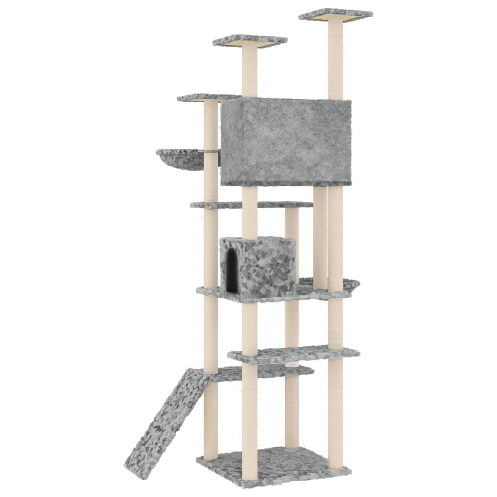 vidaXL Arbre à chat avec griffoirs en sisal Gris clair 191 cm