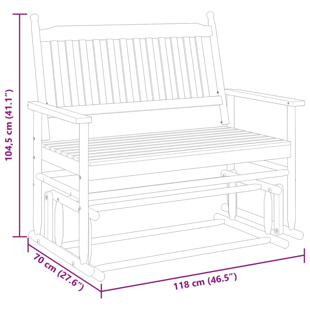 vidaXL Banc balancelle blanc 118x70x104,5 cm bois massif de peuplier