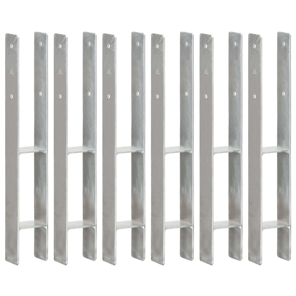 vidaXL Piquets de clôture 6 pcs Argenté 8x6x60 cm Acier galvanisé