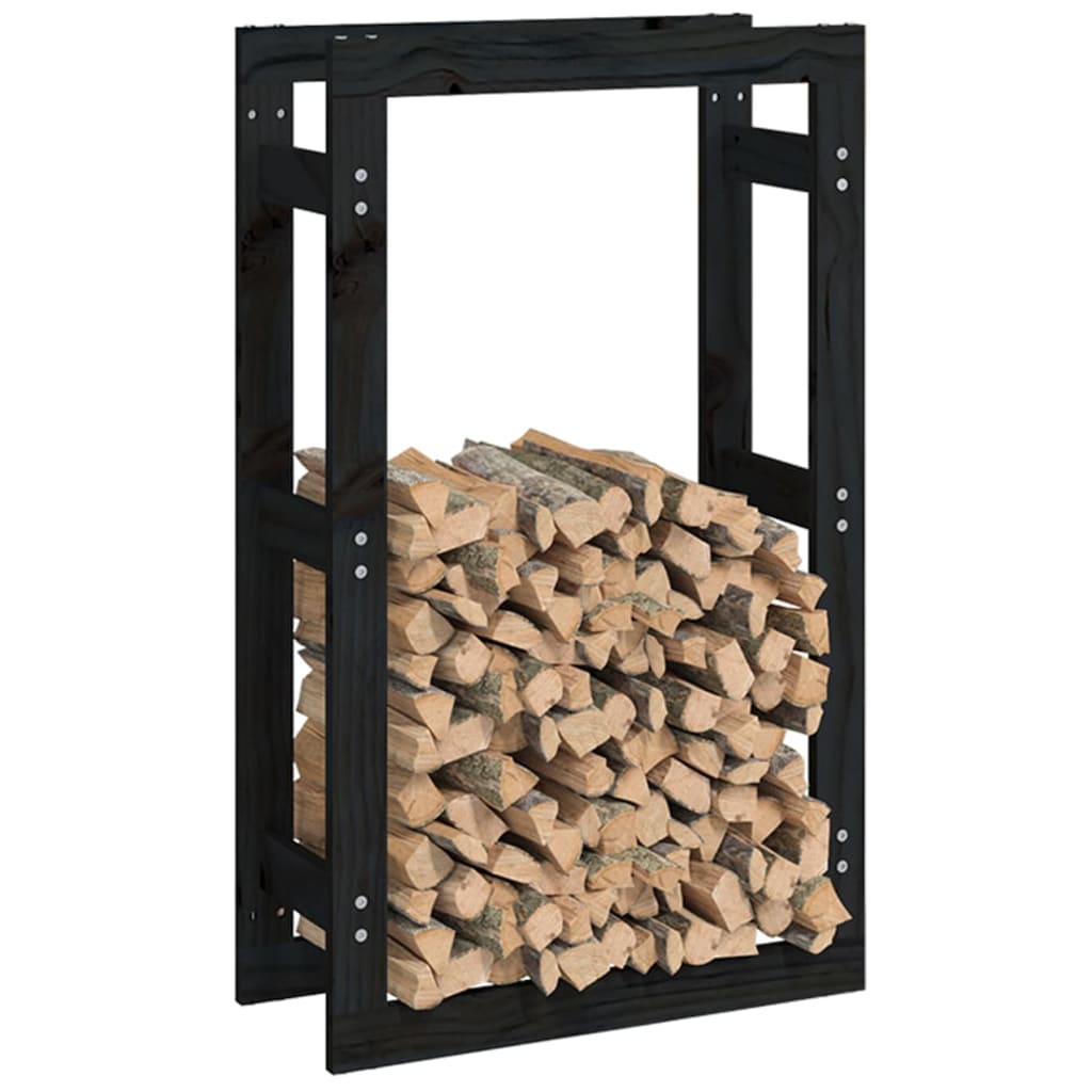 vidaXL Support pour bois de chauffage Noir 60x25x100 cm Bois de pin