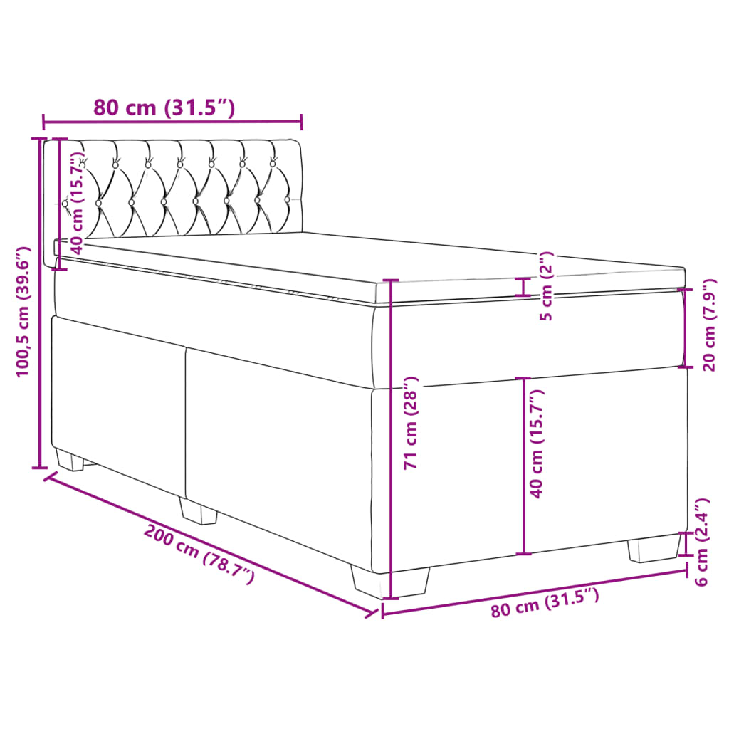 vidaXL Sommier à lattes de lit et matelas Gris foncé 80x200 cm Velours