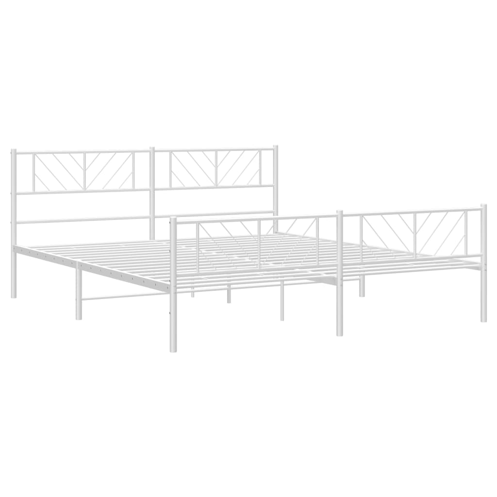 vidaXL Cadre de lit métal sans matelas et pied de lit blanc 193x203 cm