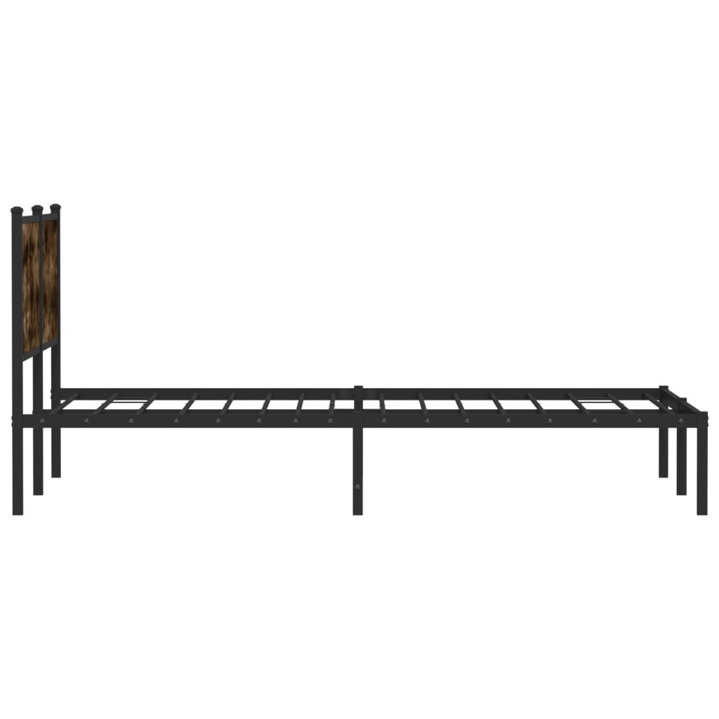 vidaXL Cadre de lit en métal sans matelas chêne fumé 137x190 cm